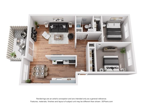 Floor plan for 2 beds, 1 bath, 720 sqft